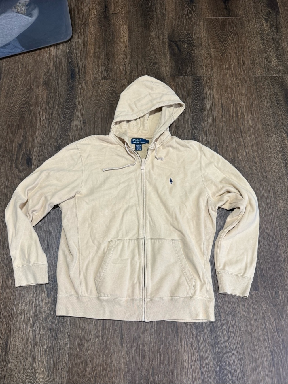 Polo Ralph Lauren Mens Full Zip Fleece Lined Hoodie Pony Neutral Layering Preppy